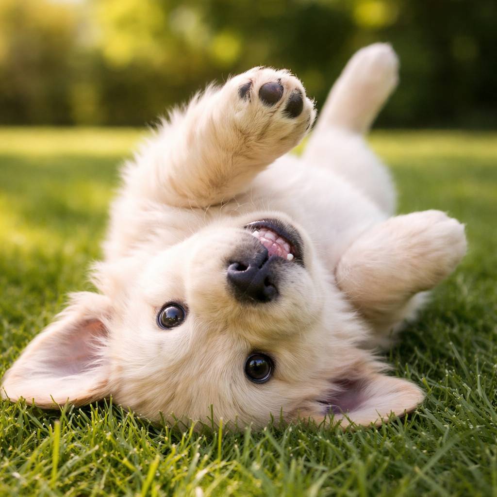Playful golden retriever puppy